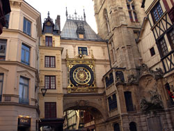 Photograph of an ornate gold clock in the city of Rouen. Photo by Danielle MacDonald