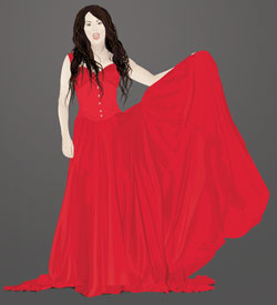Vector of Sarah Brightman in a red dress vectored by Danielle MacDonald in Adobe Illustrator 