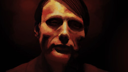 Digital painting of Mads Mikkelsen as Dr Hannibal Lecter from NBC’s Hannibal tv show series, painted by Danielle MacDonald in Adobe Photoshop