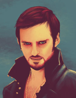 Digital painting of the character Hook from the tv series Once Upon A Time