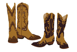 Vectors of brown Boulet cowboy boots by Danielle MacDonald vectored in Adobe Illustrator