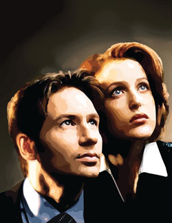 Illustrator Vector by Danielle MacDonald of Gillian Anderson as agent Dana Scully and David Duchovny as agent Fox Mulder from tv series The X-Files