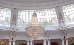 Photograph of the chandelier in the Royal Lounge of the Hotel Negresco in Nice, France. Photo by Danielle MacDonald